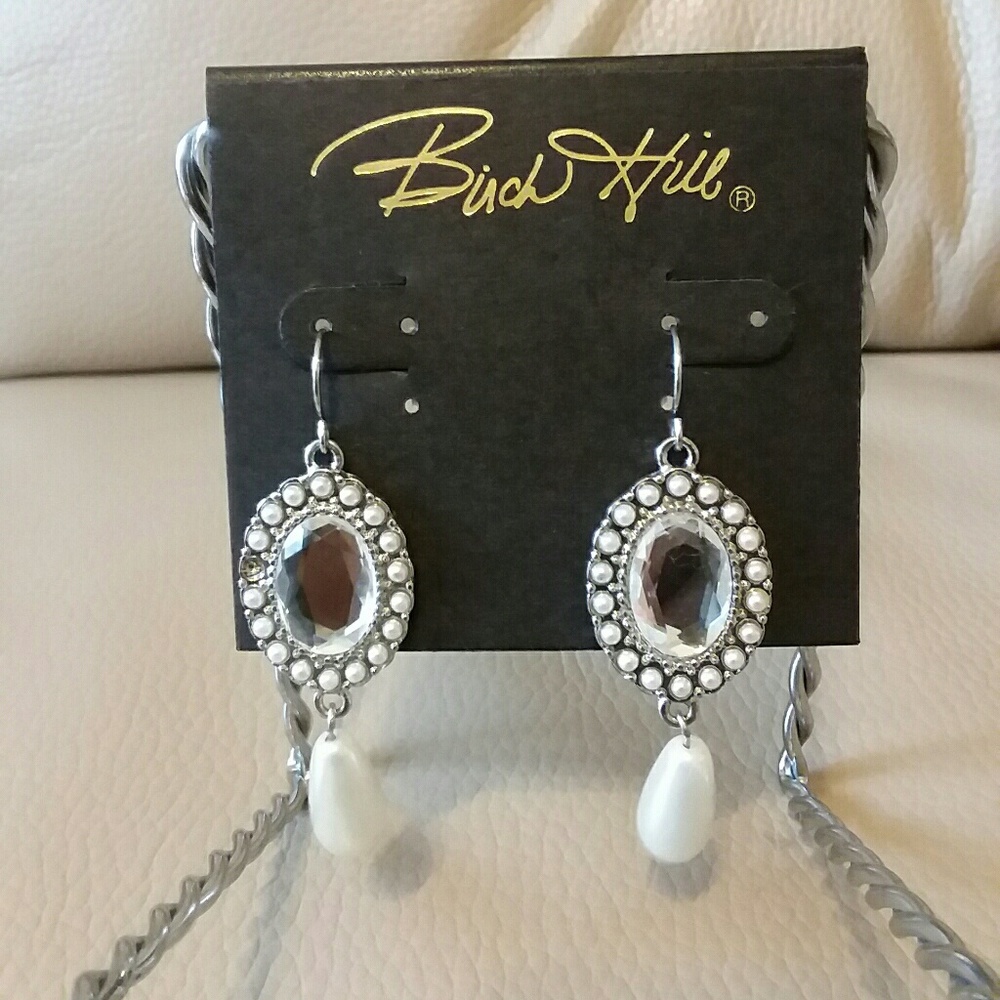 Bilck Hill Diamond and Pearl Drop Earrings